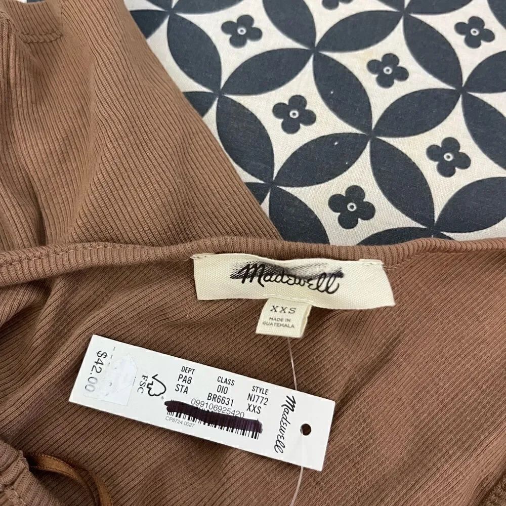 Madewell Brightside Rib One-Shoulder Tank NWT Size XXS - Picture 7 of 10